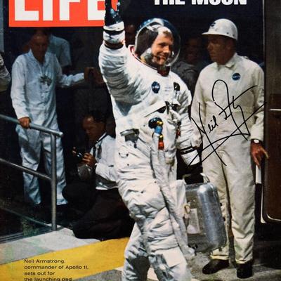 Neil Armstrong signed Life Magazine