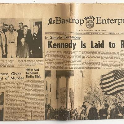 1963 The Bastrop Daily Enterprise - Kennedy is Laid to Rest - Original Vintage Newspaper