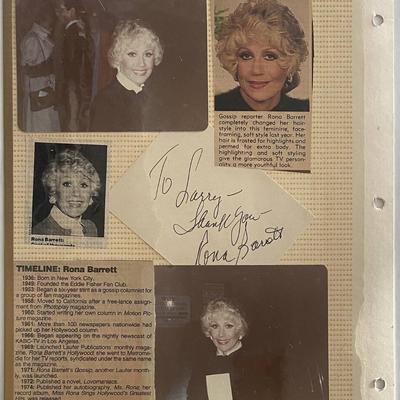 Rona Barrett signed photo album page 