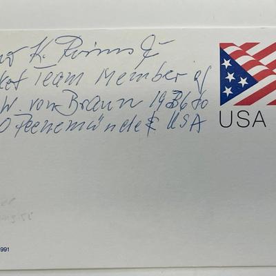 W.K. Pimms autograph note