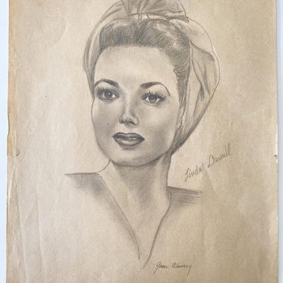 Linda Darnell Original Art by Grace Almoney