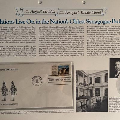 Touro Synagogue FDC. 10x13 inches