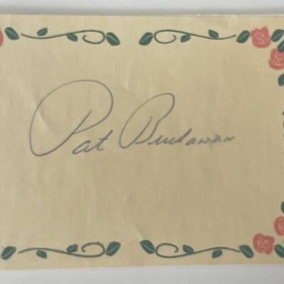 Politician Pat Buchanan autograph note
