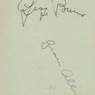 George Burns and Gracie Allen signature cut. GFA Authenticated