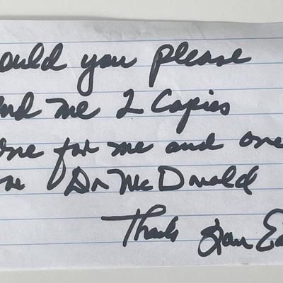 Dr Thomas Gasley signed note