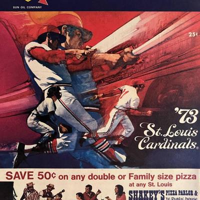St Louis Cardinals 1973 scorecard. 8x11 inches