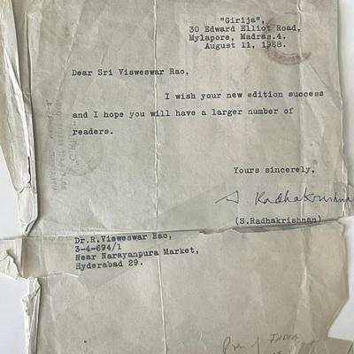 President of India S. Radhakrishman signed letter