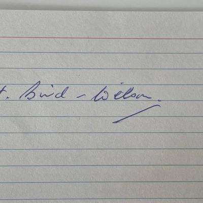 WW2 flying ace H. Bird-Wilson autograph note