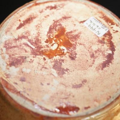 PITTSVILLE POTTERY HANDLED VASE. TWO TONE GLAZE 8.5"