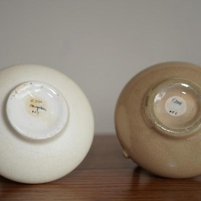 EARLY HAMPSHIRE HANDLED PITCHERS. BIRDS AND BUTTERFLIES