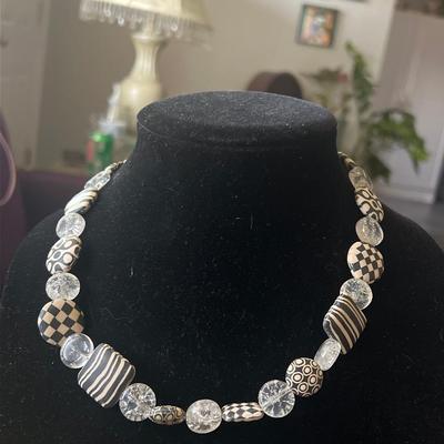 Black and white beaded necklace