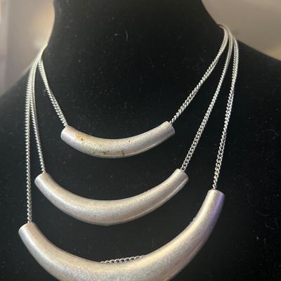 Silver toned stacked necklace