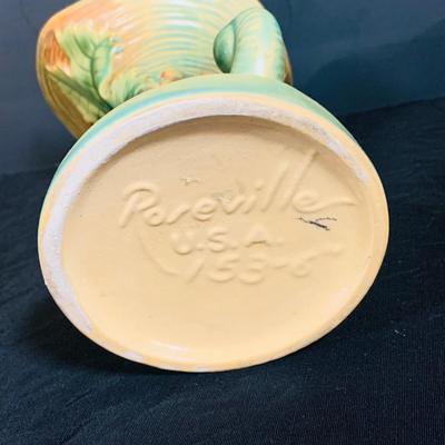 LOT 28: Set of Two (2) Roseville Pottery Pieces- Green Magnolia Cornucopia and Bushberry Cornucopia Vase