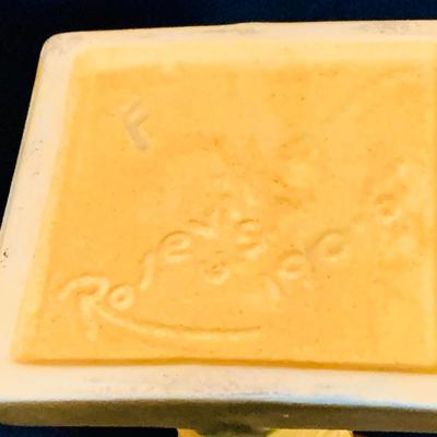 LOT 29: Vintage Roseville Pottery - Clematis Horn Cornucopia Vase and Peony Coral Pink Jug Handled Vase