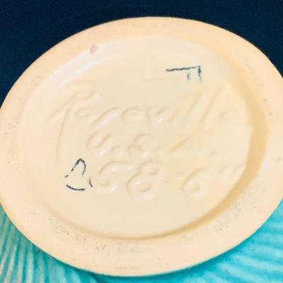 LOT 29: Vintage Roseville Pottery - Clematis Horn Cornucopia Vase and Peony Coral Pink Jug Handled Vase