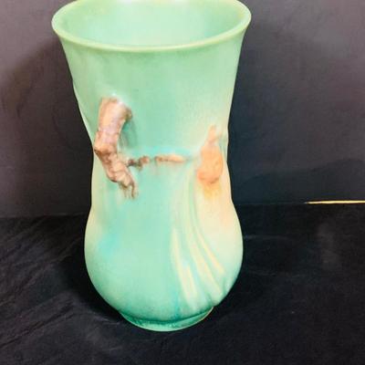 LO 30: Set of Three (3) Vintage Roseville Pottery Pieces- Blue Foxglove Sectioned Vase with Handles, Blue Bushberry Bowl and Green Pine...