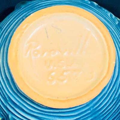 LO 30: Set of Three (3) Vintage Roseville Pottery Pieces- Blue Foxglove Sectioned Vase with Handles, Blue Bushberry Bowl and Green Pine...