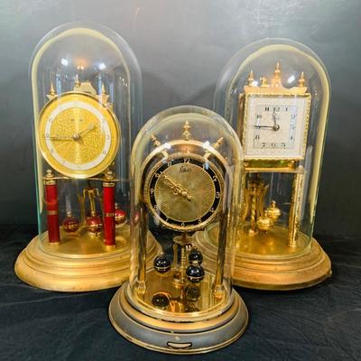 LOT 33: Set of Three (3) Vintage Mechanical German Made Anniversary Clocks by Omax, Schatz and Kundo