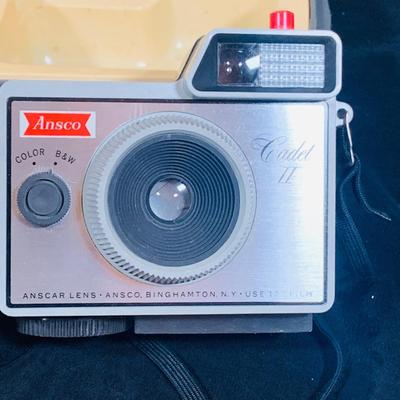 LOT 34: Mid Century Photography Collection Featuring a Ansco Cadet II Camera, Flash and Case; a Kodak Brownie Hawkeye Camera Flash Model...