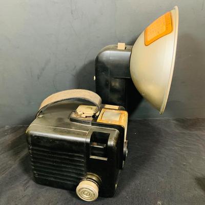 LOT 34: Mid Century Photography Collection Featuring a Ansco Cadet II Camera, Flash and Case; a Kodak Brownie Hawkeye Camera Flash Model...