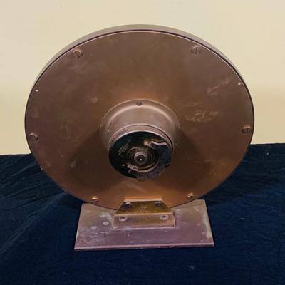 LOT 35: Art Deco Style Wind-up Mechanical Kienzle Brass Desk Clock and a White Ceramic MCM Table Lamp with Teal Colored Shade