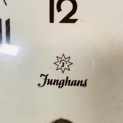 LOT 36: Vintage Junghans Porcelain Art Deck Kitchen Wall Clock with Egg Timer