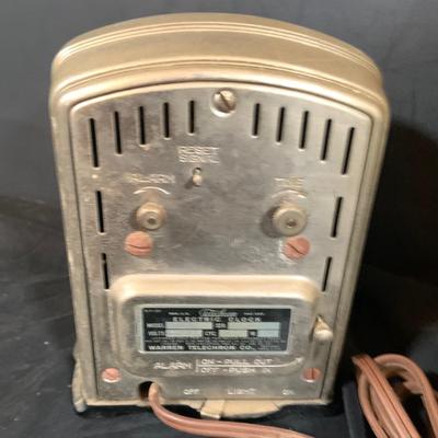 LOT 37: Vintage Latham Manual Punch Time Clock Model 2121 and Telechron Electric Alarm Clock Model 711