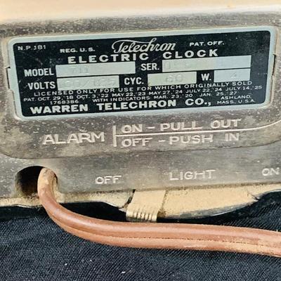 LOT 37: Vintage Latham Manual Punch Time Clock Model 2121 and Telechron Electric Alarm Clock Model 711