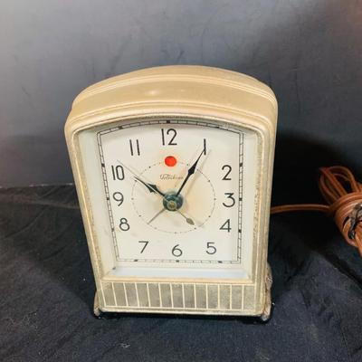 LOT 37: Vintage Latham Manual Punch Time Clock Model 2121 and Telechron Electric Alarm Clock Model 711