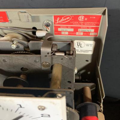 LOT 37: Vintage Latham Manual Punch Time Clock Model 2121 and Telechron Electric Alarm Clock Model 711