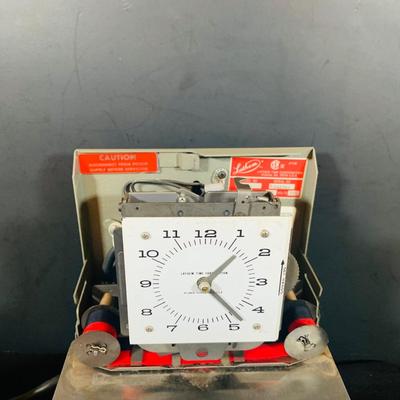 LOT 37: Vintage Latham Manual Punch Time Clock Model 2121 and Telechron Electric Alarm Clock Model 711