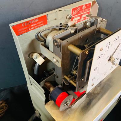 LOT 37: Vintage Latham Manual Punch Time Clock Model 2121 and Telechron Electric Alarm Clock Model 711