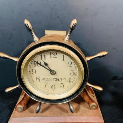 LOT 39: Nautical Ship’s Wheel Style Clock and Barometers