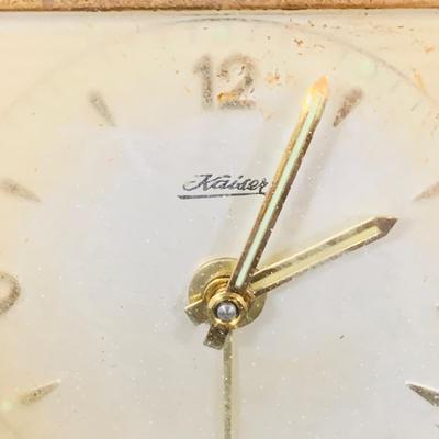 LOT40: Vintage Nautical Compass In Wood Box, Ships Wheel Barometers and Kaiser Desk Clock