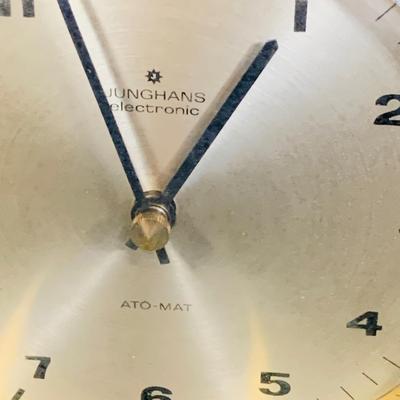 LOT 43: Collection of Wood Mounted Clock, Barometer and Thermometers Including Junghans Battery Desk Clock, Airguide Barometer, and More