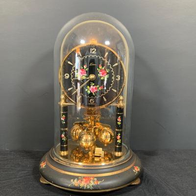 LOT 48: Vintage Floral Mechanical 400 Day Clock Collection by Schatz and More Including a Floral Sainte-Helene Thermometer