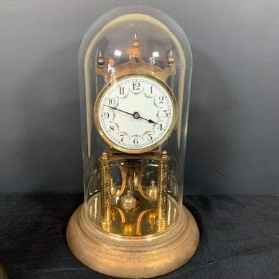LOT 48: Vintage Floral Mechanical 400 Day Clock Collection by Schatz and More Including a Floral Sainte-Helene Thermometer