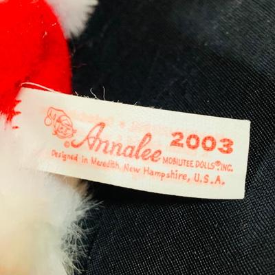 LOT 52 Adorable Collection of Annalee Holiday Dolls Including Santa 2001, Dog 2001, Elf 2003 and Angel 2003