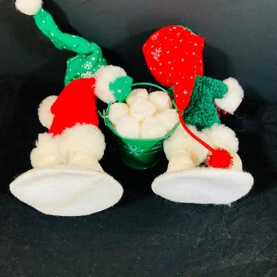 LOT:54: Annalee Holiday Doll Collection Featuring a Sponsor Store Exclusive White Reindeer, a 2003 White Elf, and Snow Ball Kids