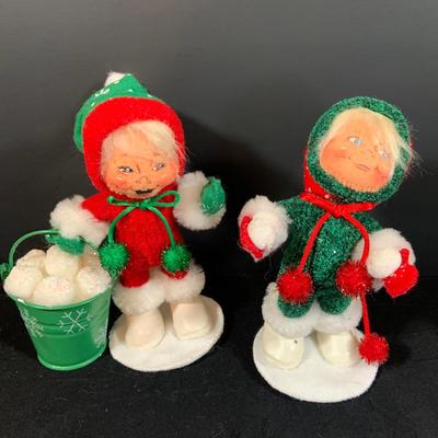 LOT:54: Annalee Holiday Doll Collection Featuring a Sponsor Store Exclusive White Reindeer, a 2003 White Elf, and Snow Ball Kids