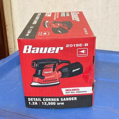 LOT 59: Bauer Detail Corner Sander 2019E-B, Hercules Sanding Sheets and Skil Box Wrench Set (New in Package)
