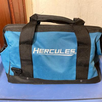 LOT 60: Hercules 16" Tool Bag, Goodell Super Trim Guard, Nicholson General Purpose Saw with Collection of Tools / Supplies (New in...