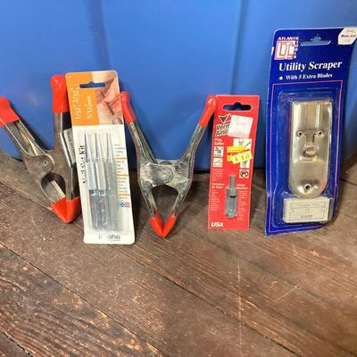 LOT 60: Hercules 16" Tool Bag, Goodell Super Trim Guard, Nicholson General Purpose Saw with Collection of Tools / Supplies (New in...