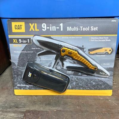 LOT 66: Bushnell Rechargeable Flashlight, CAT XL 9 in 1 Multi-Tool Set, National Geographic Binoculars and Three Magnesium Fire Starters...