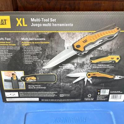 LOT 66: Bushnell Rechargeable Flashlight, CAT XL 9 in 1 Multi-Tool Set, National Geographic Binoculars and Three Magnesium Fire Starters...