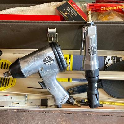 LOT 67: Kennedy Manufacturing Co Metal Toolbox with Contents (Mech Power Air Tools), Allied Ratcheting Screwdriver Set, Allied Tool Set...