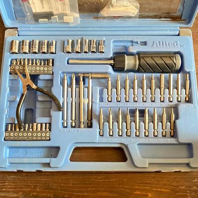 LOT 67: Kennedy Manufacturing Co Metal Toolbox with Contents (Mech Power Air Tools), Allied Ratcheting Screwdriver Set, Allied Tool Set...