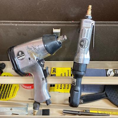 LOT 67: Kennedy Manufacturing Co Metal Toolbox with Contents (Mech Power Air Tools), Allied Ratcheting Screwdriver Set, Allied Tool Set...