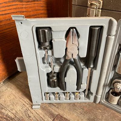 LOT 67: Kennedy Manufacturing Co Metal Toolbox with Contents (Mech Power Air Tools), Allied Ratcheting Screwdriver Set, Allied Tool Set...