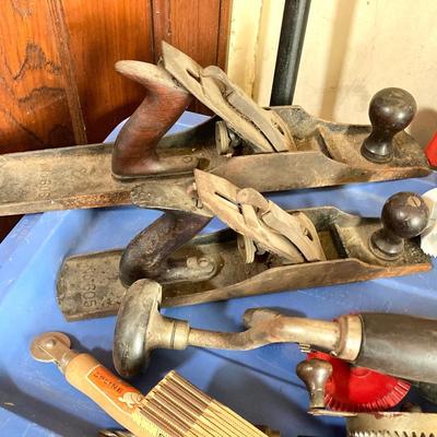 LOT 68: Large Collection of Vintage Hand Tools - Precision / Starrett Parallels, Bed Rock Planers, Pipe Threader and More